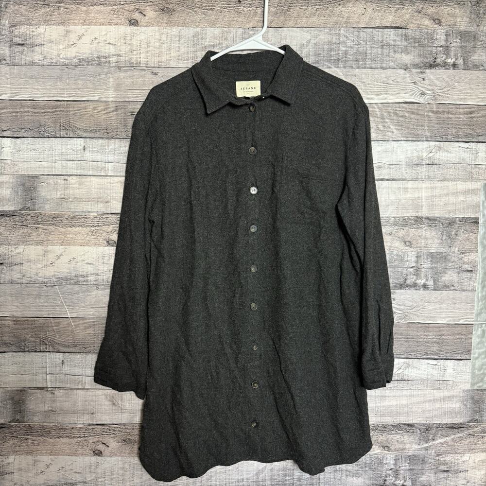 Sezane Women's Sadie Shirt Dress Tunic Gray Button Up Long Sleeve Sz 4 wool